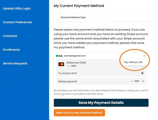 Updating Your Payment Method Without Link.