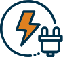 Electric plug and lightening bolt icon